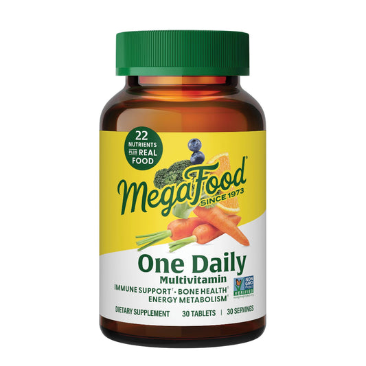 MegaFood One Daily Multivitamin - Multivitamin for Women and Men - with Real Food - Immune Support Supplement - Vitamin C & Vitamin B - Bone Health - Energy Metabolism - Vegetarian, Non-GMO - 30 Tabs