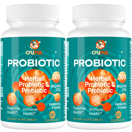 Probiotics for Women & Men - 300 Billion CFU, 24 Strains Probiotic + 15 Organic Herbs Prebiotics Blend, for Overall Digestive Gut Health, Immune, Constipation & Bloating, Shelf Stable - 4 Month Supply