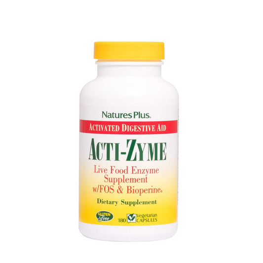 Natures Plus ActiZyme - 180 Vegetarian Capsules - Gut Health Supplement, Contains Digestive Enzymes, Probiotics, Aminogen, Bioperine - Gluten-Free - 90 Servings
