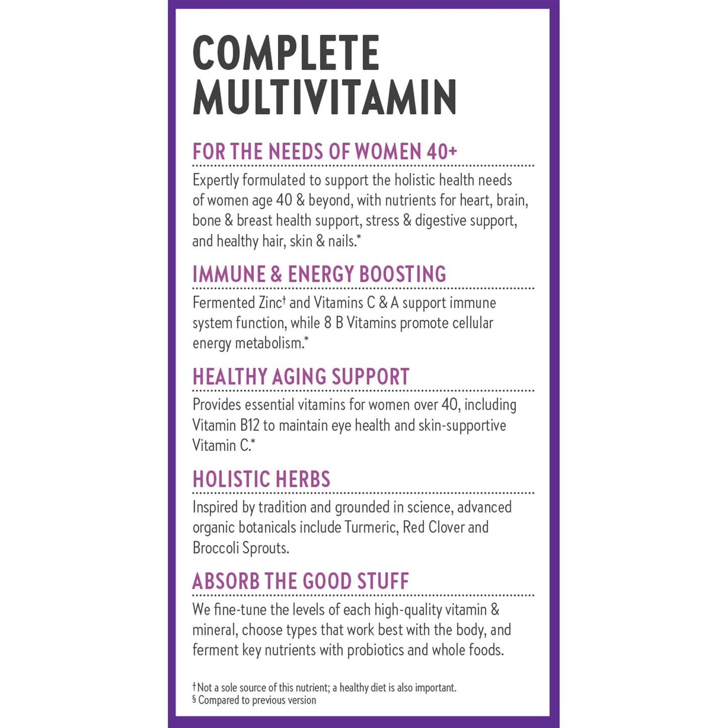 New Chapter Women's Multivitamin 40 plus for Energy, Healthy Aging + Immune Support with 20+ Nutrients -- Every Woman's One Daily 40+, Gentle on the Stomach, 72 Count