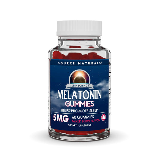Pre-Order | Arrives in 5–10 Days – Source Naturals Sleep Science Melatonin Mixed Berry Flavored Gummies, Helps Promote Sleep*, 5 mg - 60 Gummies