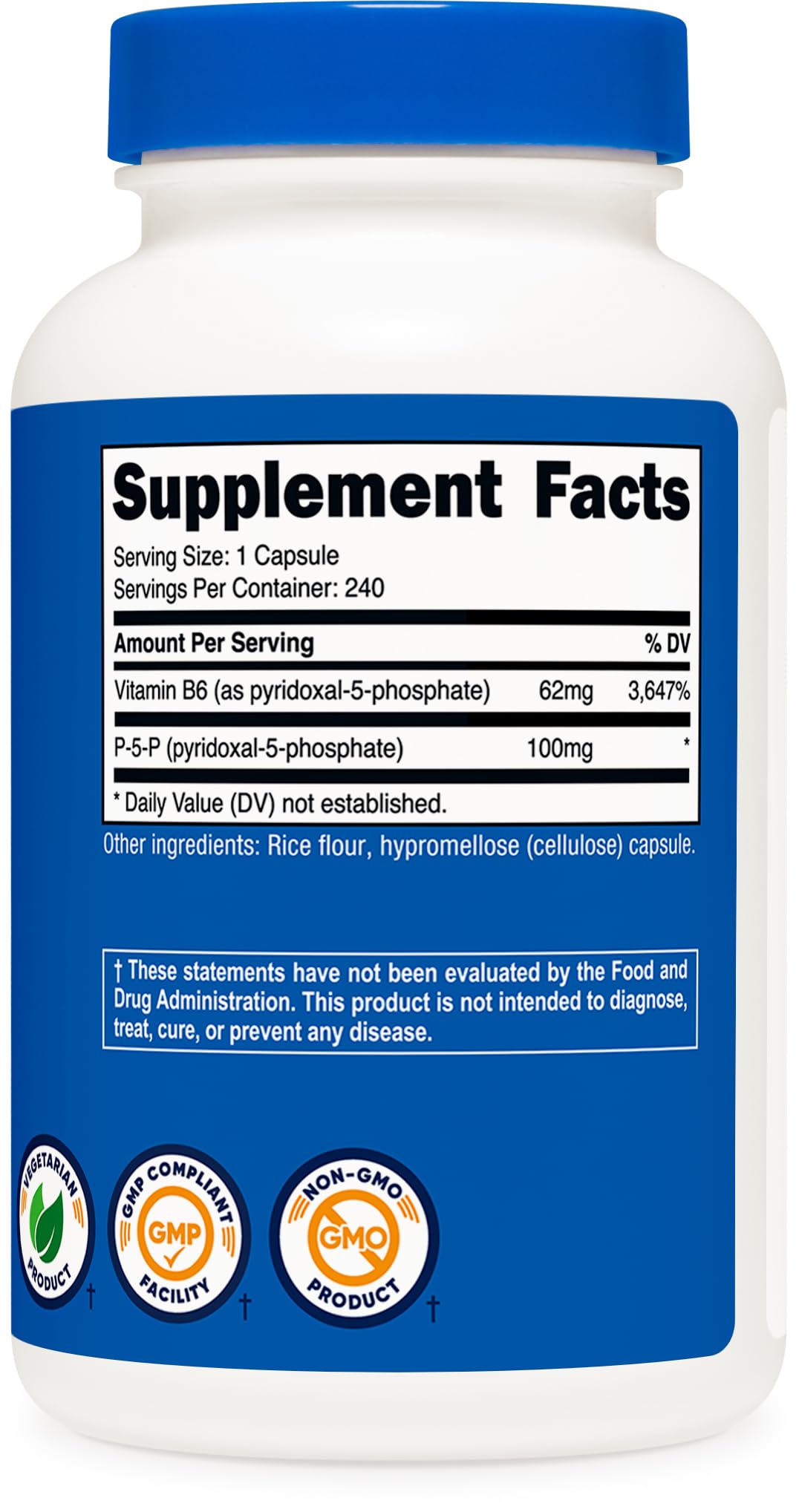 Pre-Order | Arrives in 5–10 Days – Nutricost P5P Vitamin B6 Supplement 100mg, 240 Capsules (Pyridoxal-5-Phosphate) - Vegetarian Friendly, Non-GMO, Gluten Free