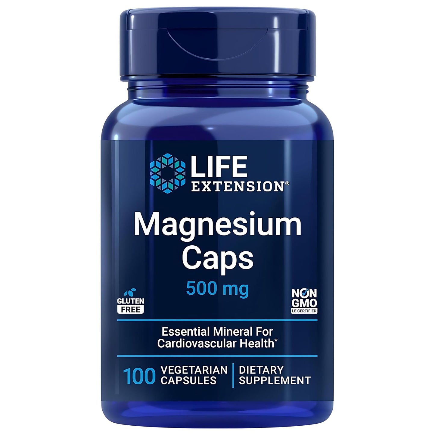 Life Extension Magnesium Caps, 500 mg, Magnesium Oxide, Citrate, and Succinate, Heart Health, Healthy Bones, Metabolism Support, 100 Vegetarian Capsules