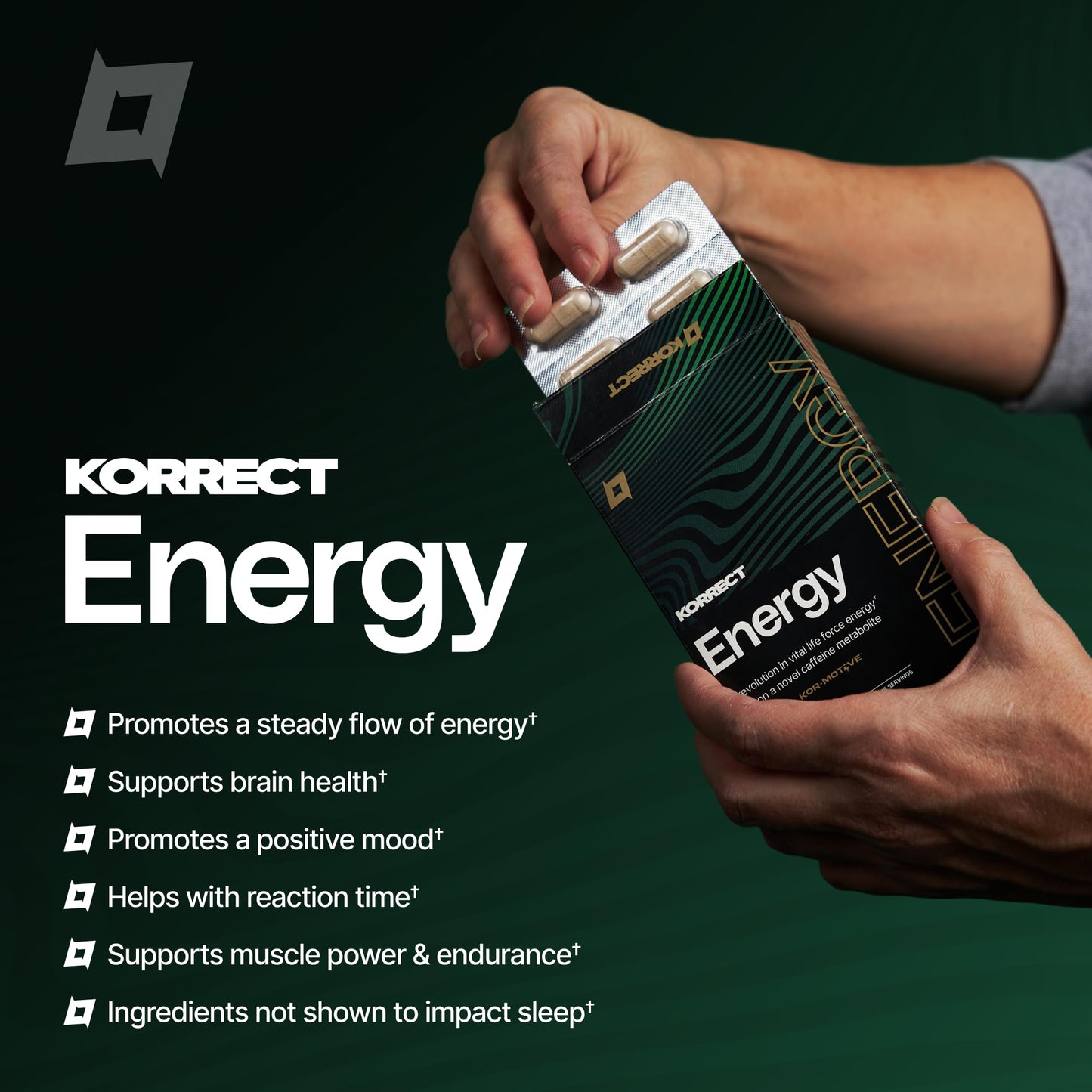 Korrect Clean Energy Supplement for Men & Women | Mental Clarity, Nootropic| Paraxanthine, Sustained Attention| Jitter-Free Stamina |3rd Party Lab Tested, Non-GMO, cGMP Certified 30 Capsules