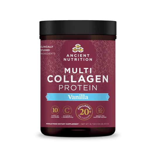 Pre-Order | Arrives in 5–10 Days – Collagen Powder Protein by Ancient Nutrition, Multi Collagen Vanilla Protein Powder, 45 Servings, with Vitamin C, Hydrolyzed Collagen Peptides Supports Skin and Nails, Gut Health, 16.7oz