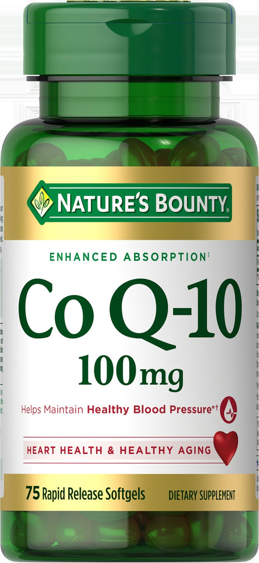 Nature's Bounty CoQ10, Helps Maintain Healthy Blood Pressure, 100 mg, Rapid Release Softgels, 75 Count