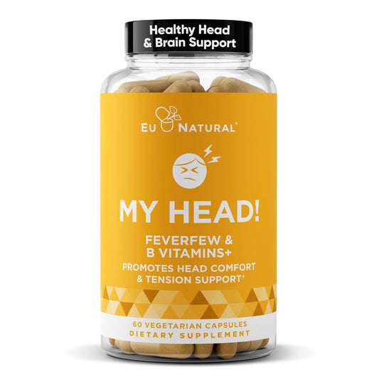 My Head! Headache Vitamins – Sensitivity, Tension, Comfort, Healthy Head Function for A Clear Mind – Fast acting Magnesium, Feverfew, Boswellia, Vitamin D, Ginger, & More – 60 Soft Capsules