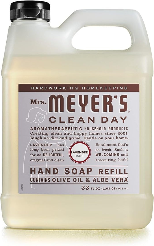 Mrs. Meyer's Hand Soap Refill, Made with Essential Oils, Biodegradable Formula, Lavender, 33 fl. oz