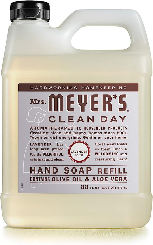 Mrs. Meyer's Hand Soap Refill, Made with Essential Oils, Biodegradable Formula, Lavender, 33 fl. oz