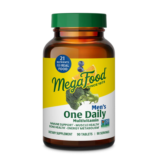 MegaFood One Daily Mens Multivitamins - Multivitamin for Men - Vitamin C, Vitamin D3 & Vitamin B12 - Muscle, Energy Metabolism & Immune Support - Vegetarian, Gluten Free - 90 Tablets, 90 Servings