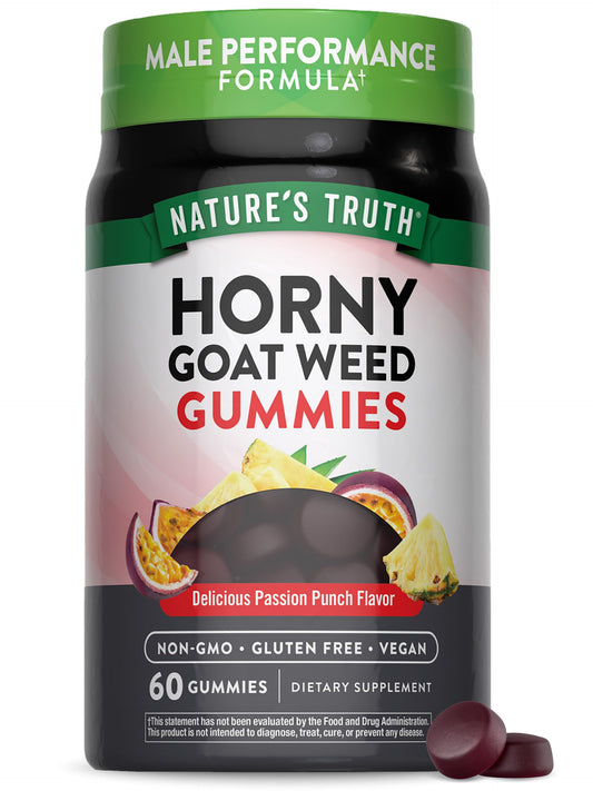Nature's Truth Horny Goat Weed Gummies | 60 Count | with Maca Root | Vegan, Non-GMO & Gluten Free Supplement for Men | Passion Punch Flavor