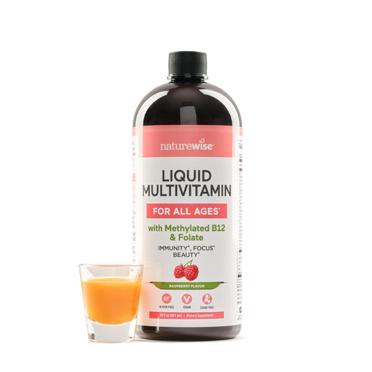 NatureWise Liquid Multivitamin for Women, Men of All Ages - Sugar Free, Vegan - Vitamins for Energy Levels, Beauty, Immune Health with Methylated B12 & Folate - Non-GMO - 30 fl oz(887 mL)