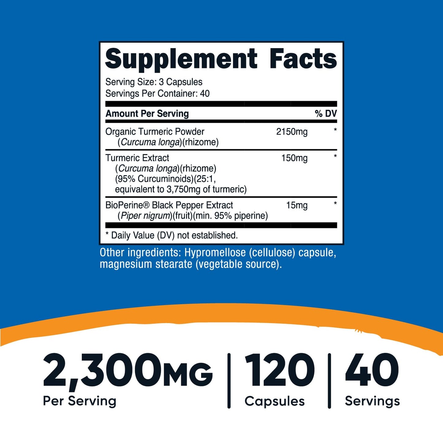 Pre-Order | Arrives in 5–10 Days – Nutricost Turmeric Curcumin with BioPerine and 95% Curcuminoids, 2300mg, 120 Capsules, Veggie Capsules, 767mg Per Cap, 40 Servings, Gluten Free, Non-GMO