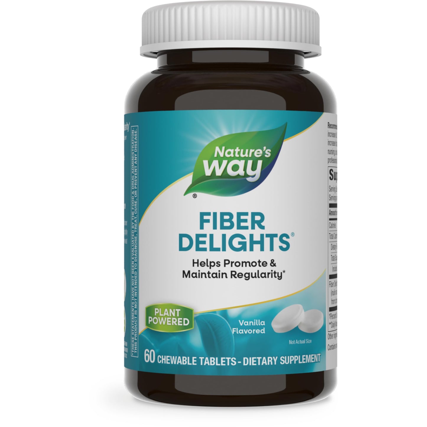 Nature's Way Fiber Delights Daily Fiber for Regularity*, Vanilla Flavored, 60 Chewable Tablets