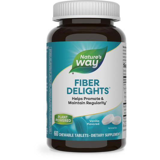 Nature's Way Fiber Delights Daily Fiber for Regularity*, Vanilla Flavored, 60 Chewable Tablets