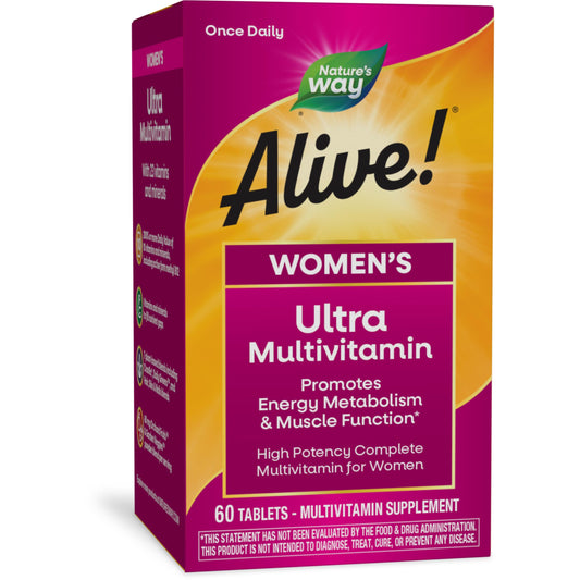 Nature's Way Alive! Women's Daily Ultra Multivitamin, High Potency Formula, Promotes Energy Metabolism and Muscle Function*, with Methylated B12, 60 Tablets