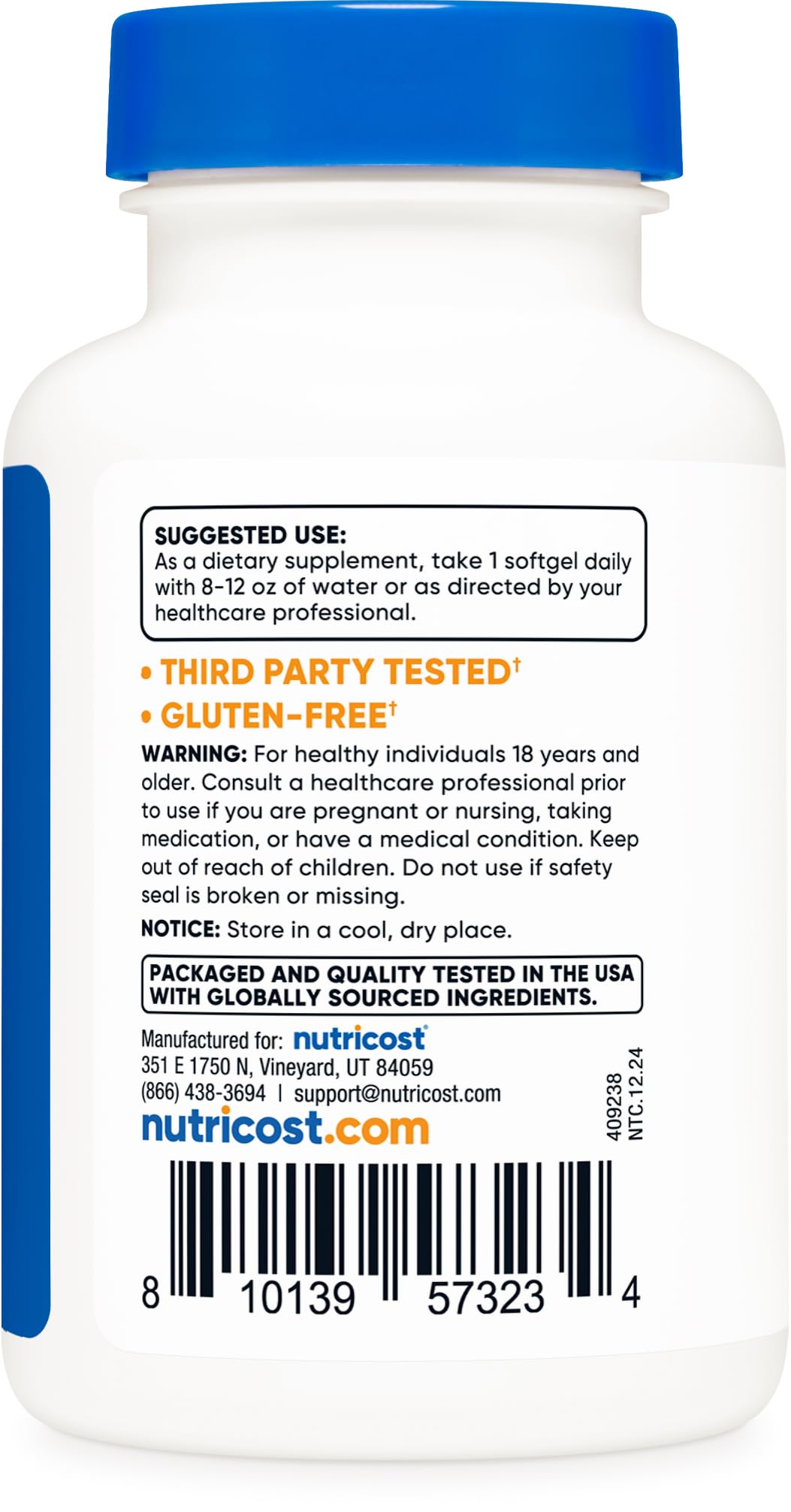 Pre-Order | Arrives in 5–10 Days – Nutricost Vitamin D3 5,000 IU (125mcg), 240 Softgels - Non-GMO and Gluten Free Vitamin D