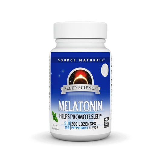 Pre-Order | Arrives in 5–10 Days – Source Naturals Melatonin 5 mg - 200 Peppermint Flavored Lozenges