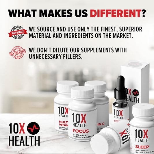 10X Health TMG Supplements - Trimethylglycine Supplement for Liver Support, Heart Wellness, Energy, Homocysteine Levels - TMG Capsules with Betaine Anhydrous - Non-GMO & Gluten-Free - 60 Capsules