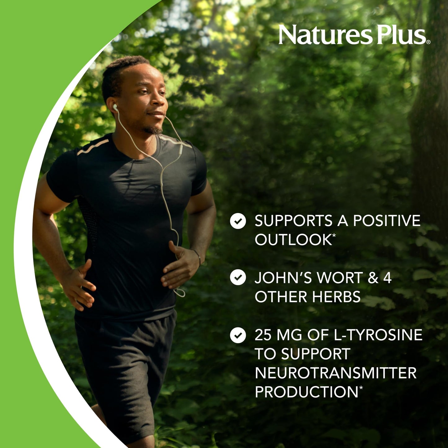 Natures Plus Herbal Actives NutriZAC Mood Food - 300 mg St Johns Wort, 90 Vegan Bi-Layered Tablets - Maximum Potency Natural Mood Booster - Vegetarian, Gluten-Free - 90 Servings