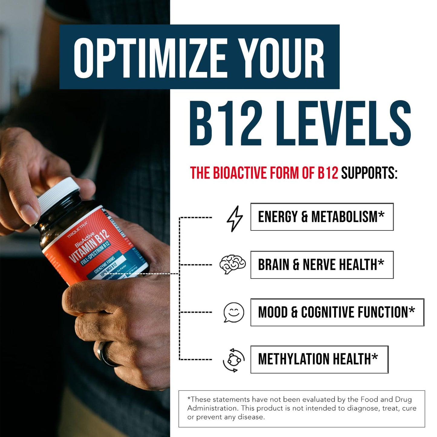 BioActive Vitamin B12 1000 mcg | All 3 BioActive Forms B12 Plus Methylfolate Cofactor - Methyl B12, Adenosyl B12 & Hydroxy B12 | Supports Energy, B12 Levels & Mood | Vegan, Non-GMO (60 Servings)