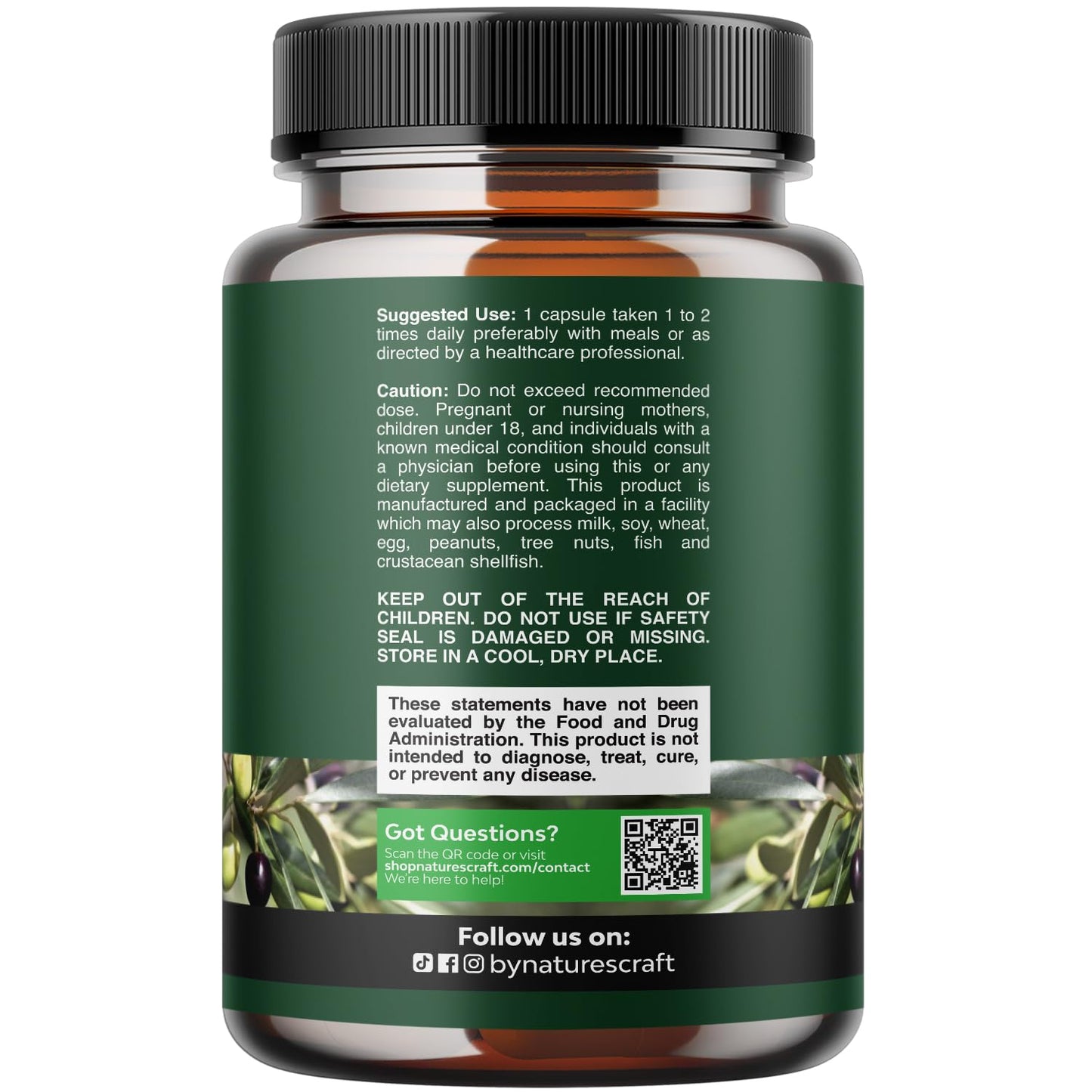 Potent Olive Leaf Extract Capsules - High Strength Antioxidant Supplement with Pure Olive Leaf with 20% Oleuropein - Herbal Heart Health Supplement - Vegan Non-GMO & Gluten Free (2 Month Supply)