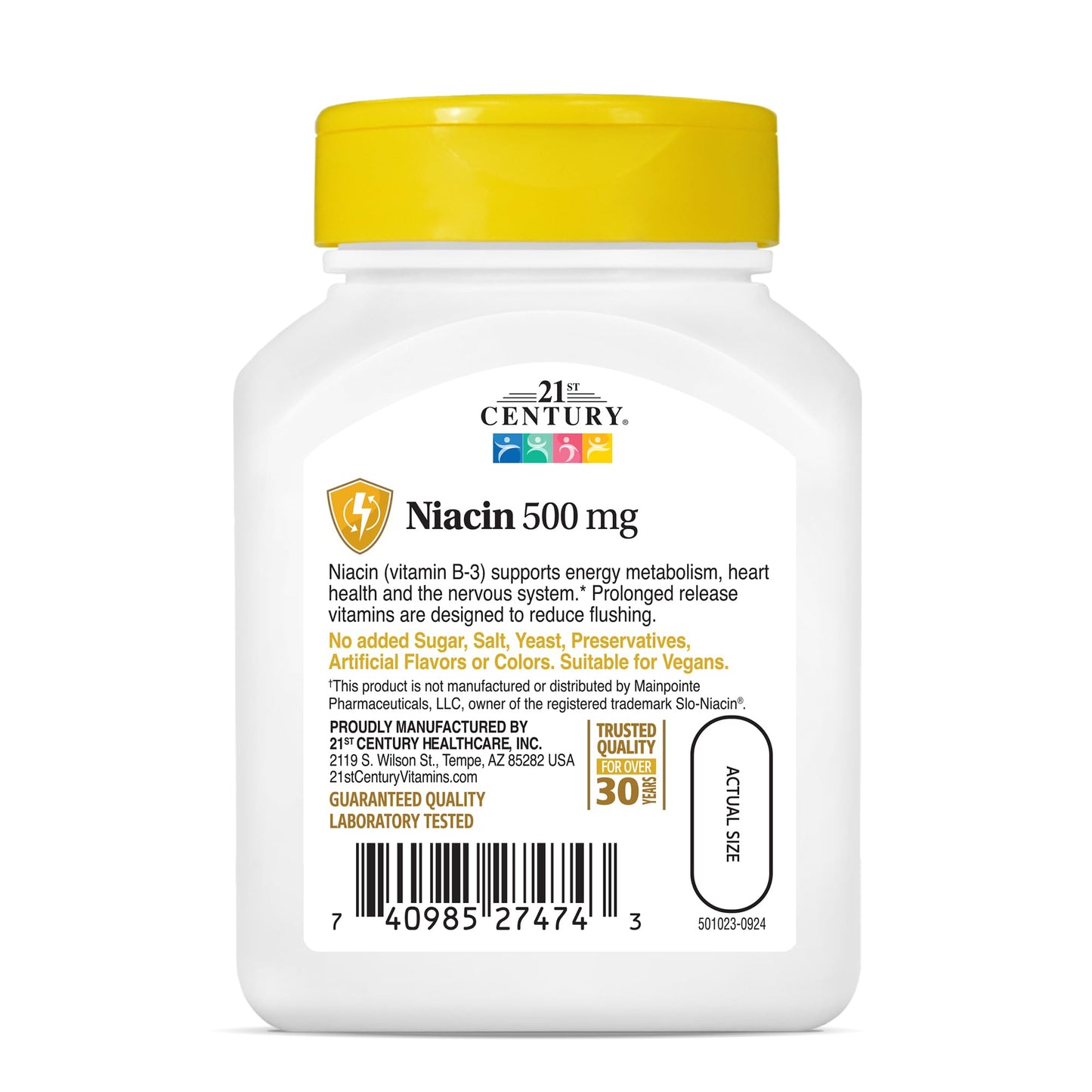 21st Century Niacin 500 mg Prolonged Release Tablets, 100 Count (27474)