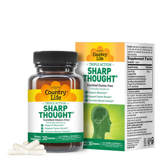 Pre-Order | Arrives in 5–10 Days – Country Life Sharp Thought 30 Capsules, Certified Gluten Free…