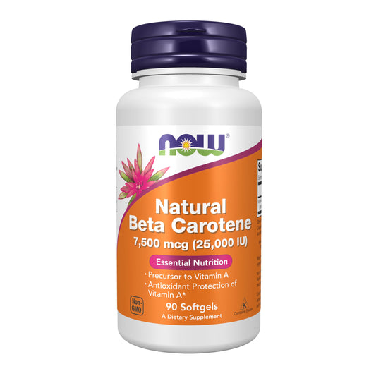 NOW Foods Supplements, Natural Beta Carotene 25,000 IU, Essential Nutrition, 90 Softgels