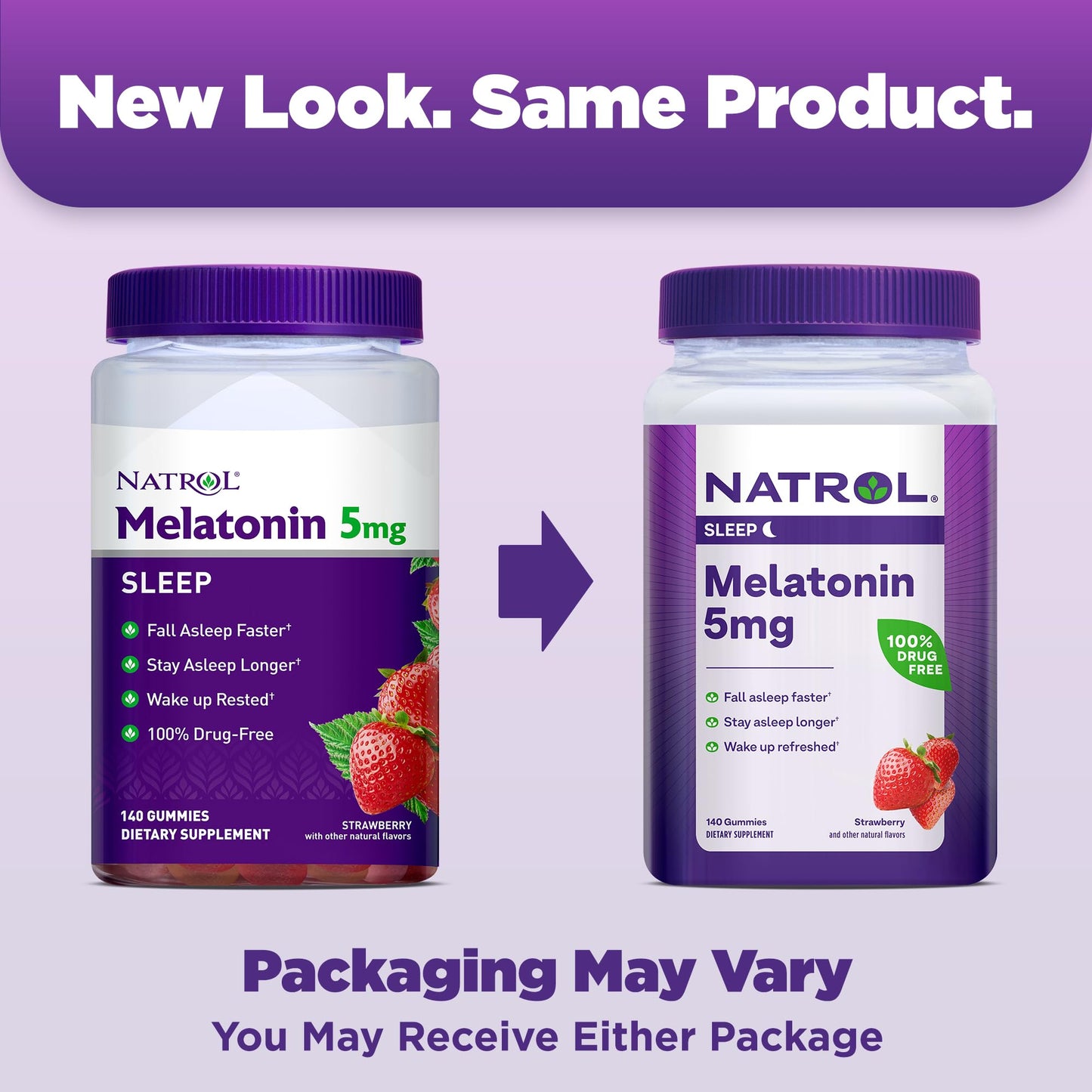 Natrol Melatonin 5mg Gummies 140ct & 90ct Strawberry Sleep Support