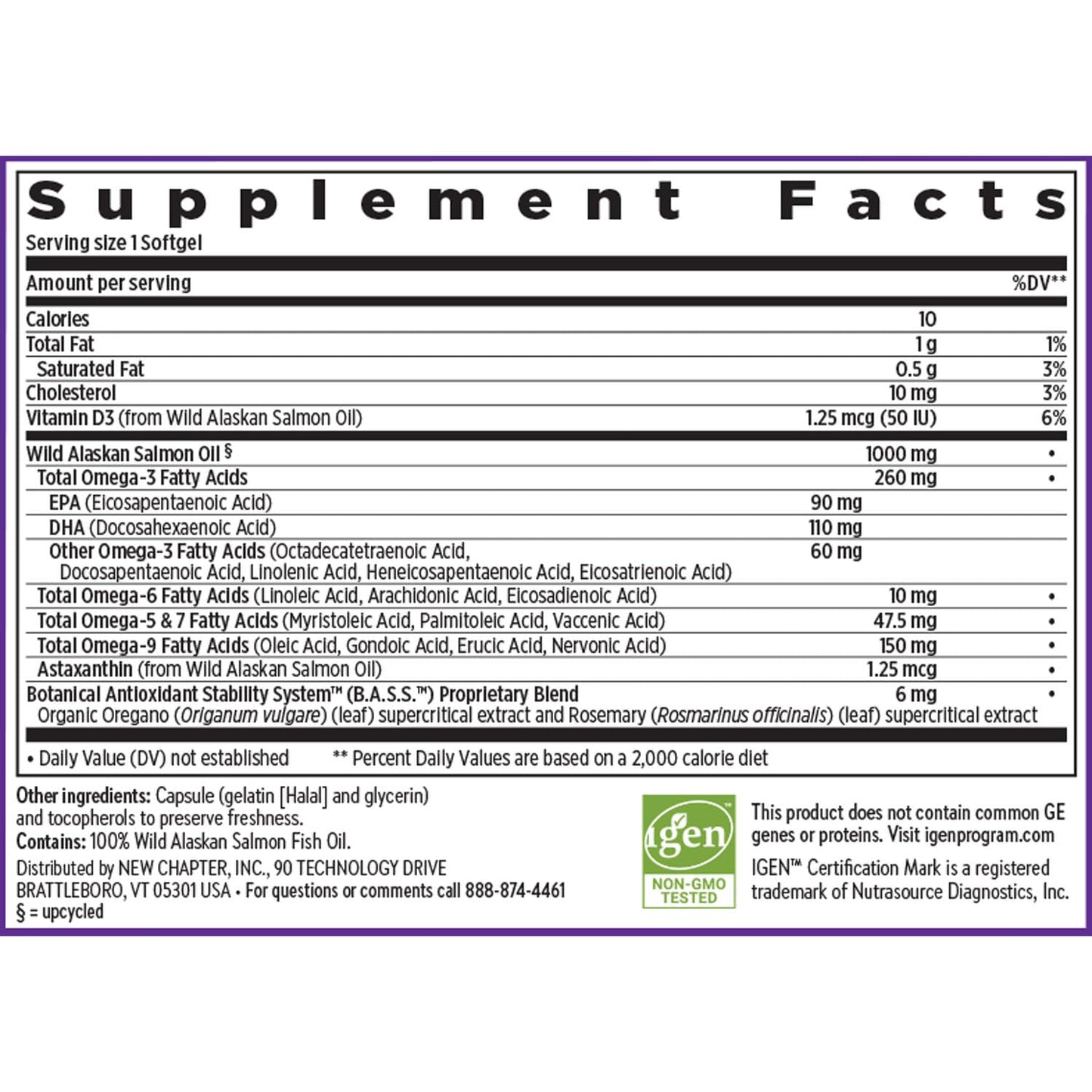 New Chapter Omega-3 Complex, Fish Oil Supplement Wild Alaskan Salmon for Heart, Brain, Eye, Joint & Skin Health Support - 30 Count