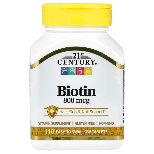 21st Century Biotin Tablets, 800 mcg, 110 Count (Pack of 3)