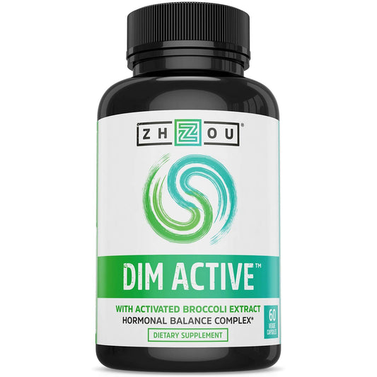 Zhou DIM Active - DIM Supplement, Hormone Balance for Women & Men, Hormonal Support with 250mg Diindolylmethane - 60 Vegan Capsules
