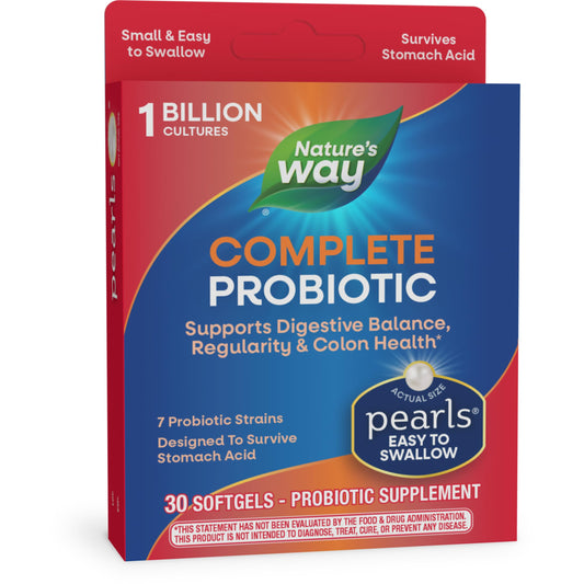 Nature's Way Complete Probiotic Pearls, Supports Digestive Balance*, 1 Billion Live Culture, Supplement for Men and Women, No Refrigeration Required, 30 Softgels (Packaging May Vary)