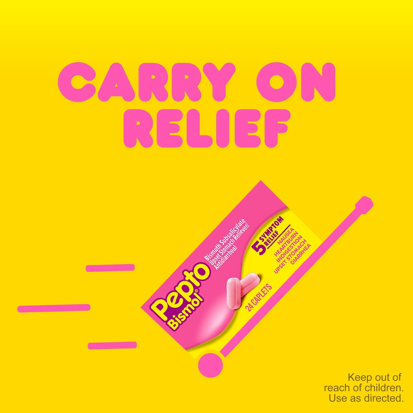 Pepto Bismol Caplets, 24 Count, for Relief of Gas, Anti Diarrhea, Heartburn, Nausea, Upset Stomach, and Indigestion
