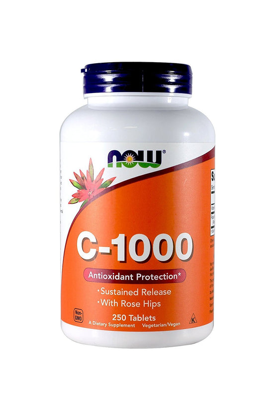 Now Foods Vitamin C-1000 Sustained Release with Rose Hips 250 Tabs (500 (250 X 2))