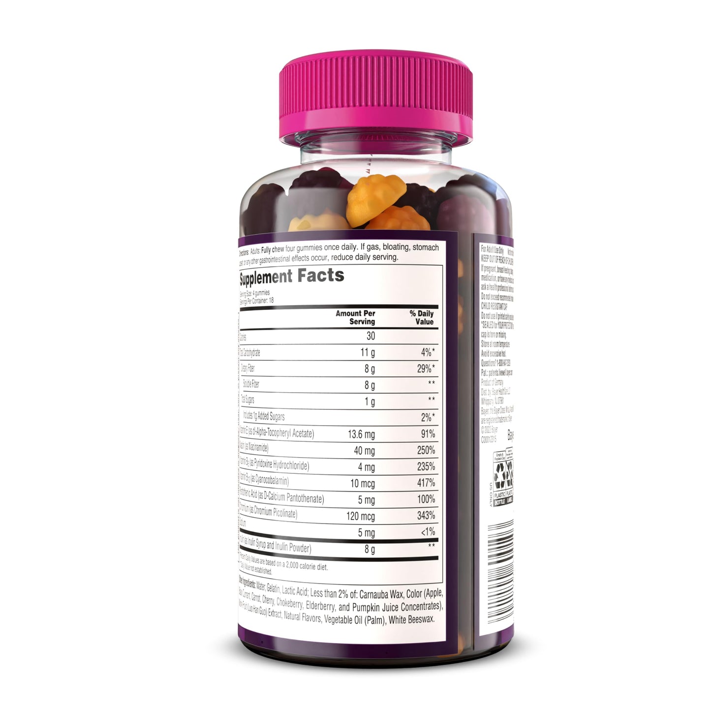 MiraFIBER Gummies | From The Gut Experts at MiraLAX | 8g of Daily Prebiotic Fiber with B Vitamins to Support Digestive Health and Metabolism | Fruit Flavored Fiber Gummies, 72 Count
