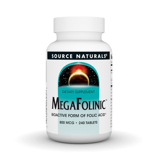Pre-Order | Arrives in 5–10 Days – Source Naturals MegaFolinic, Bioactive Form of Folic Acid*, 800 mcg - 240 Tablets