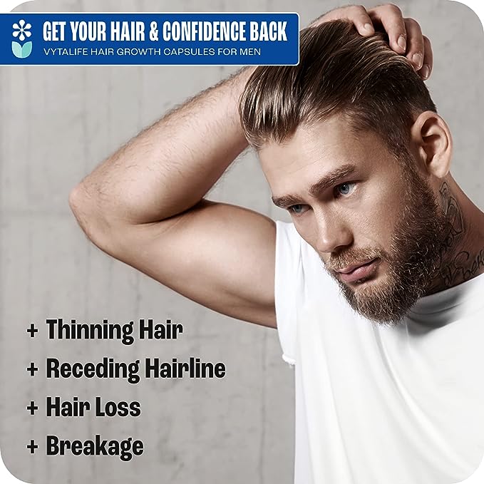 Hair Growth for Men - Hair Vitamins for Men, Hair Growth Vitamins for Men - Hair Supplements for Hair Growth Men - Biotin for Men, Hair Growth Men, Hair Regrowth for Men - Mens Hair Growth Products