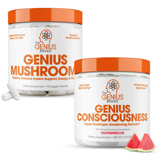 The Genius Brand - Nootropic Supplement Bundle - Mushroom and Consciousness – Supports Immune System,Focus, Energy and Brain Booster