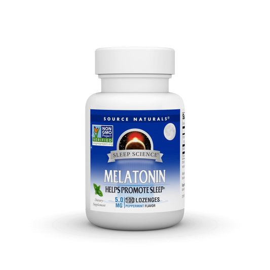 Pre-Order | Arrives in 5–10 Days – Source Naturals Melatonin 5 mg - 100 Peppermint Flavored Lozenges
