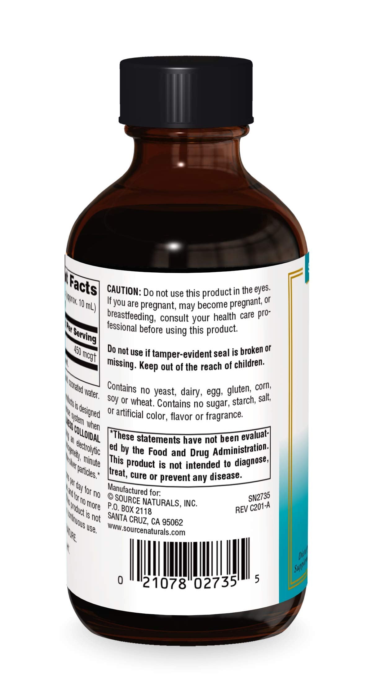 Source Naturals Wellness Colloidal Silver 45 ppm, Supports Physical Well Being* - 4 Fluid oz