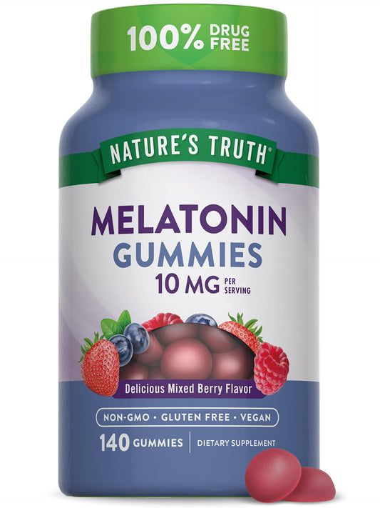 Nature's Truth Melatonin Gummies | 10mg | 140 Count | Berry Flavor | Vegan, Non-GMO & Gluten Free Supplement for Adults