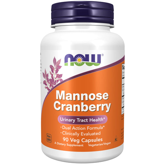 NOW Foods Supplements, Mannose Cranberry, Dual Action Formula*, Clinically Evaluated, Urinary Tract Health*, 90 Veg Capsules