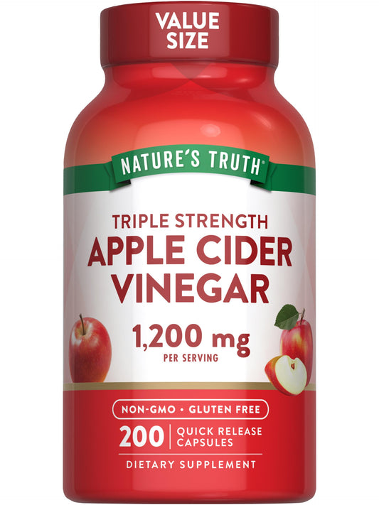 Nature's Truth Apple Cider Vinegar Capsules | 1200mg | 200 Pills | Extra Strength | Value Size | Non-GMO, Gluten Free Supplement