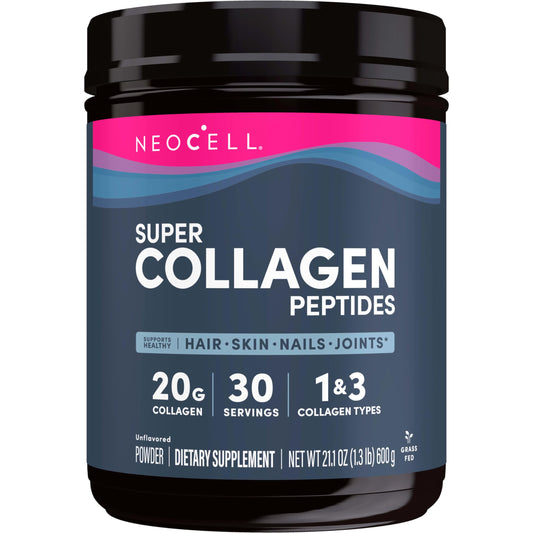 NeoCell Super Collagen Peptides, Unflavored, Powder, 21.2 oz., 1 Canister