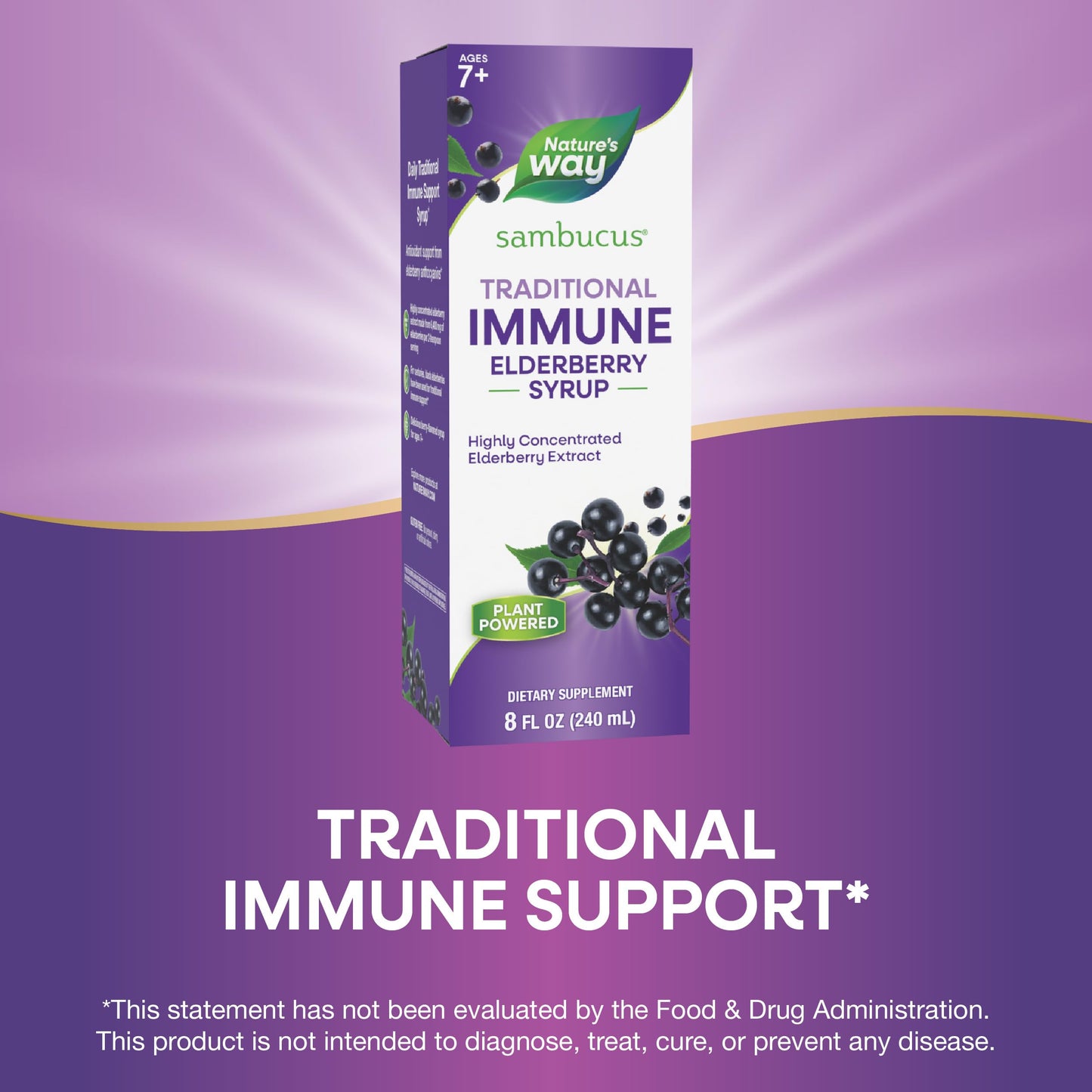 Nature’s Way Sambucus Elderberry Traditional Immune Syrup, Highly Concentrated Black Elderberry Extract, Traditional Immune Support*, Delicious Berry Flavored, 8 Fl Oz (Packaging May Vary)