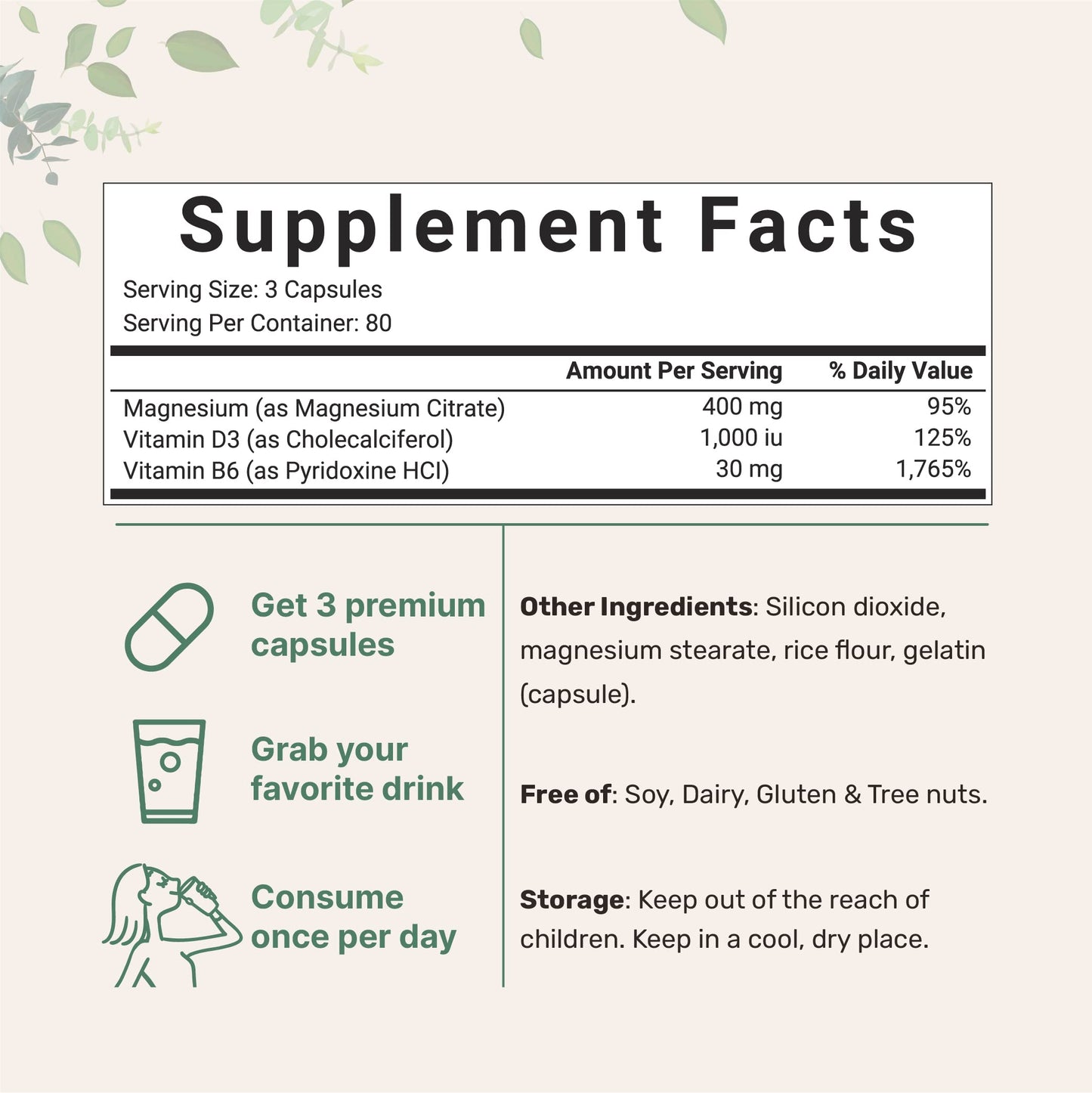Pre-Order | Arrives in 5–10 Days – Magnesium Citrate 400mg with Vitamin D3 1000IU & B6, 240 Capsules | Elemental Mineral & Vitamins Complex | Combats Constipation, Supports Muscle, Heart, & Bone Health – Non-GMO