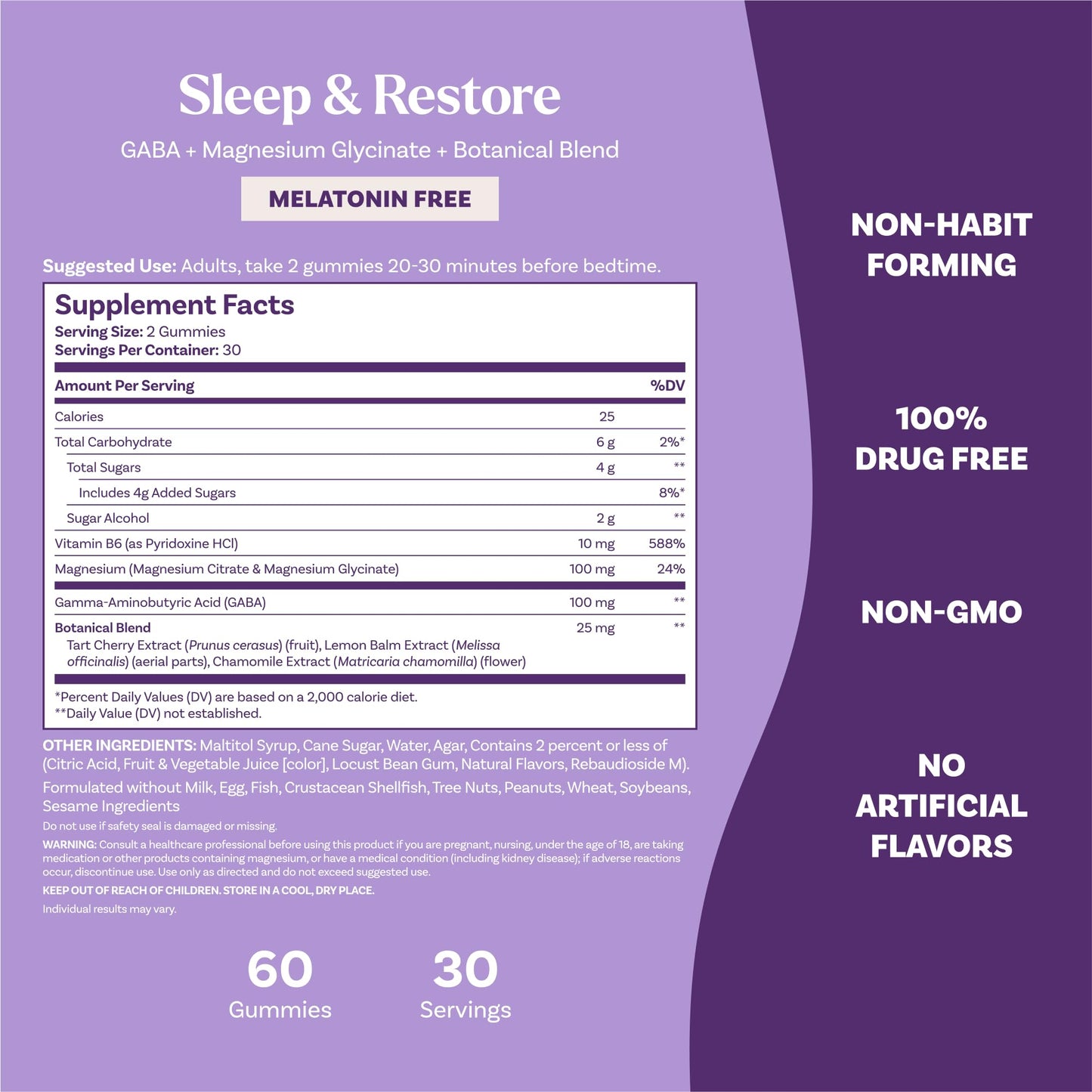 Natrol Sleep & Restore Magnesium Glycinate Gummies, Magnesium for Sleep Aids for Adults, Melatonin-Free, Cherry Flavored, 30 Day Supply