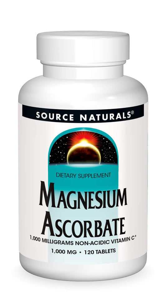 Pre-Order | Arrives in 5–10 Days – Source Naturals Magnesium Ascorbate, Gentle Non-Acidic Vitamin C*, 1000mg - 120 Tablets